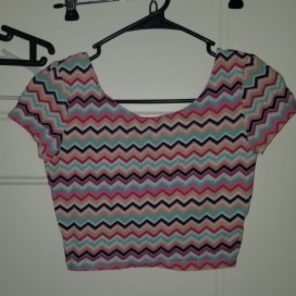 Colorful Chevron Crop Top - Picture 1 of 1